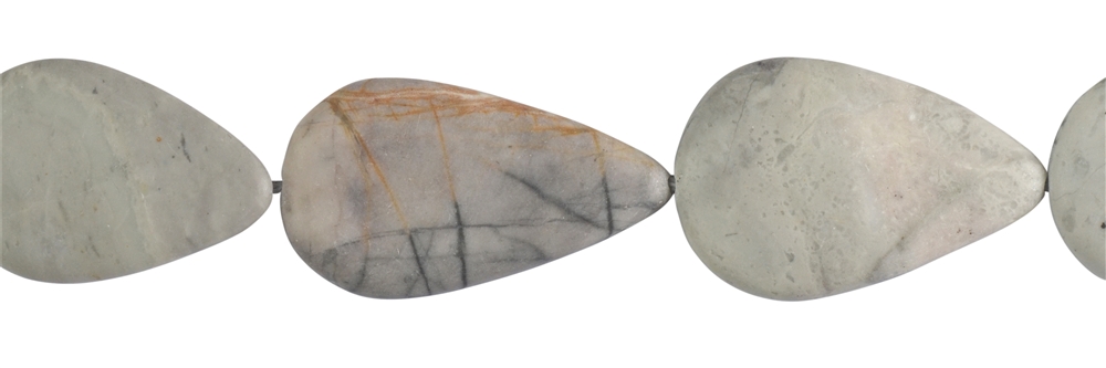 Rang de collier goutte plate, Jaspe-Picasso (Calcaire), 30-40 x 22-25mm