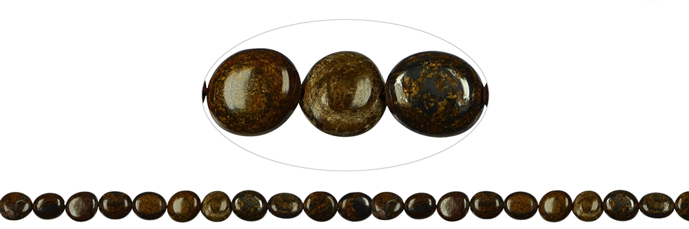 Filo di pepite piatte, bronzite, 08-10 x 08-10 mm
