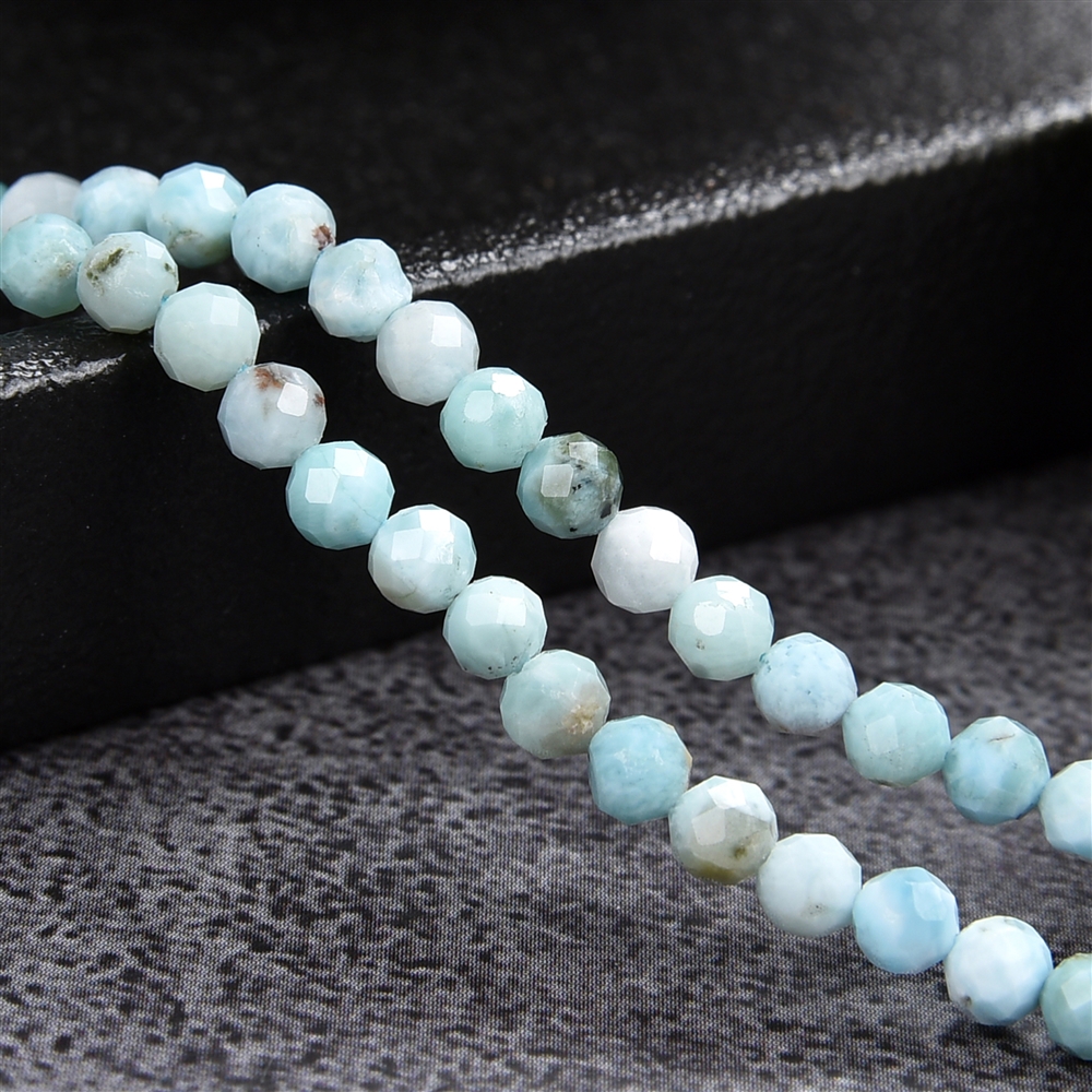 String Beads, Larimar, faceted, 03,5mm