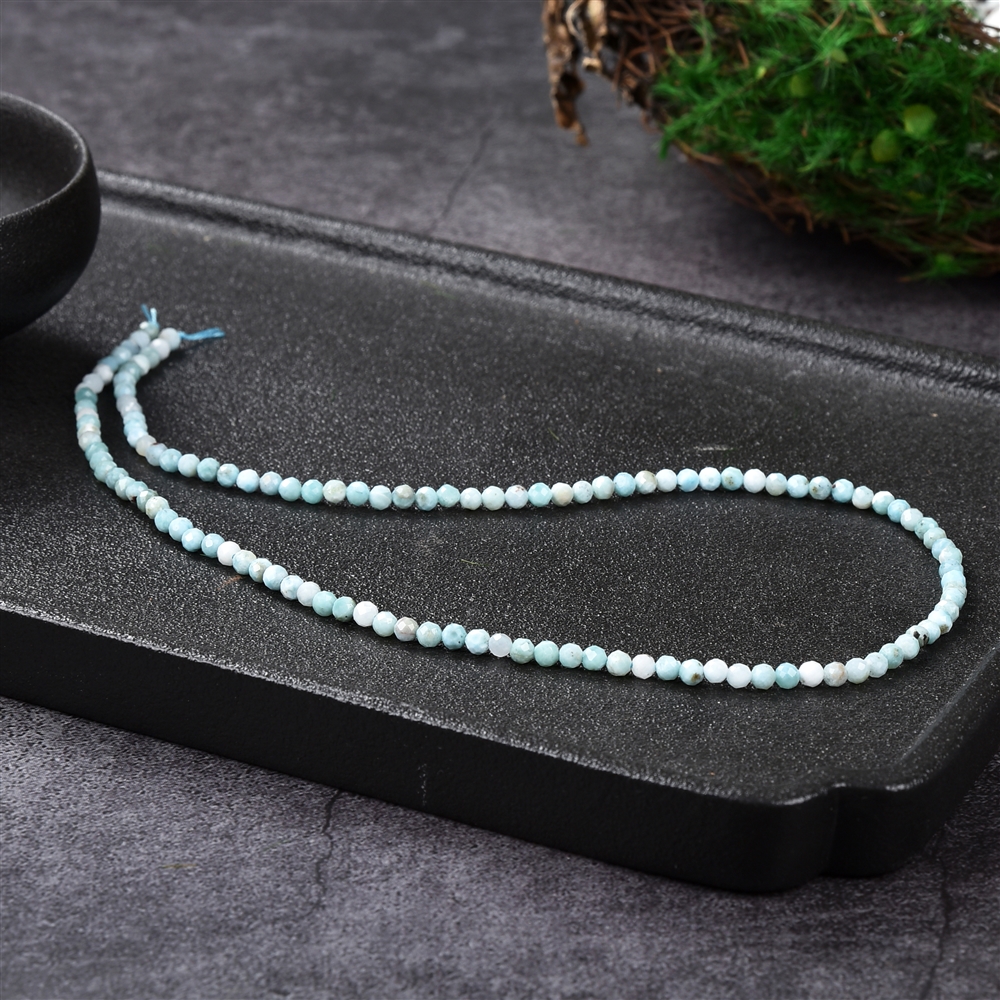 String Beads, Larimar, faceted, 03,5mm