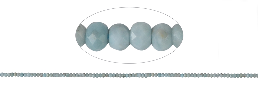 Strand Button, Larimar, faceted, 02 x 03mm