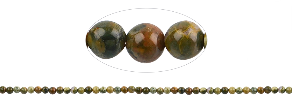 Strand of balls, rhyolite (rainforest rhyolite), 03mm