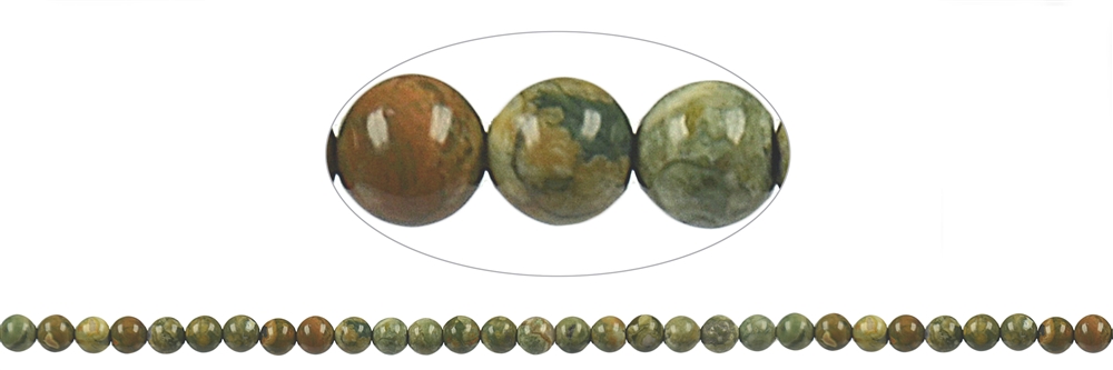 Strand of balls, rhyolite (rainforest rhyolite), 06mm