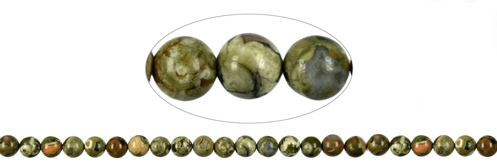 Strand of balls, rhyolite (rainforest rhyolite), 08mm