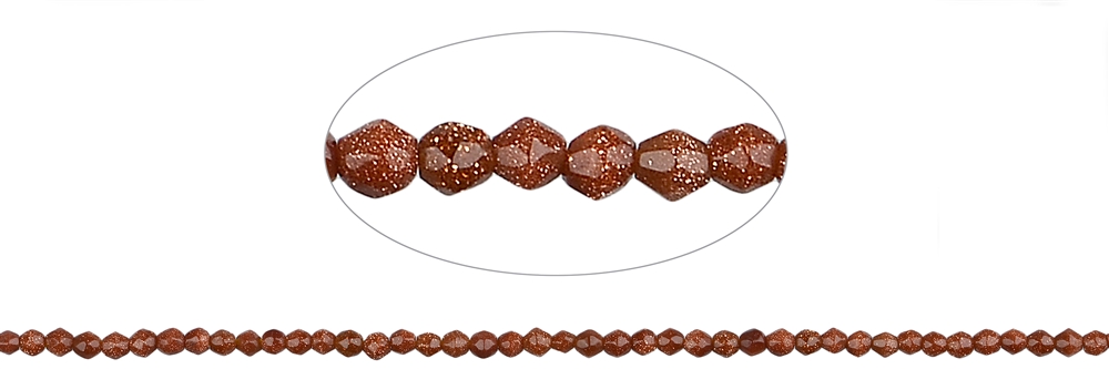strand beads, gold river brown (synt. Glass), faceted, 02mm