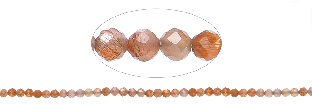 String Beads, sunstone (gold), 03mm, faceted (39cm)