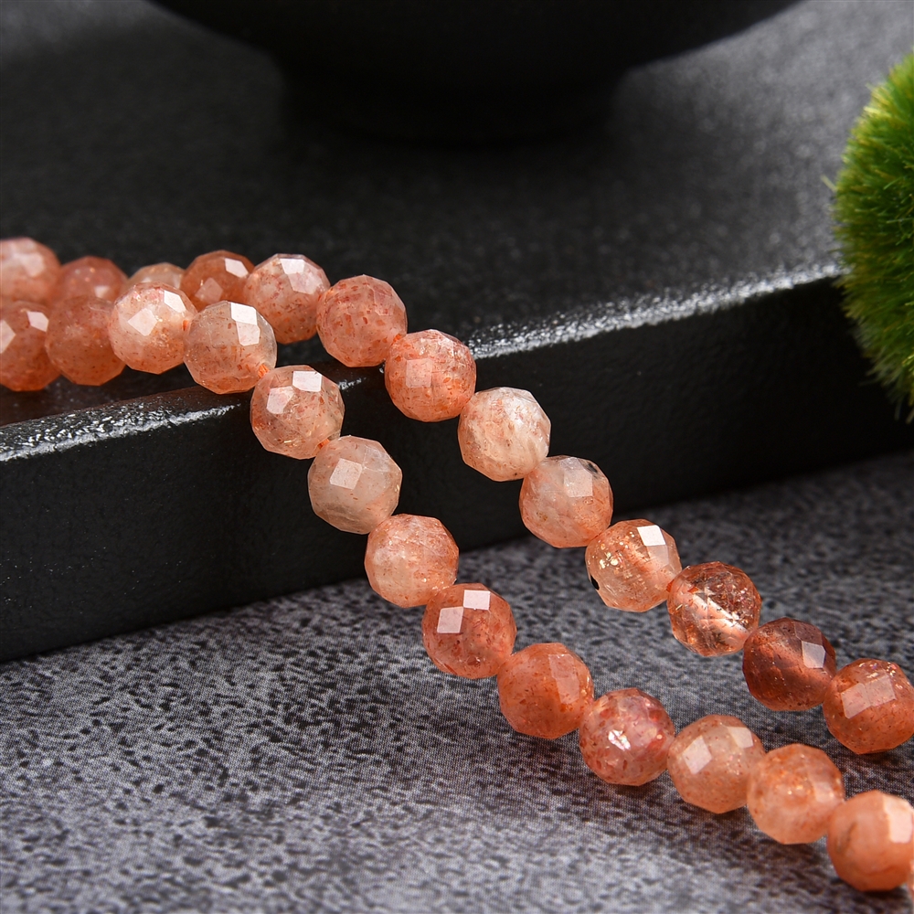 String Beads, Sunstone A, 05.5 - 06mm, faceted