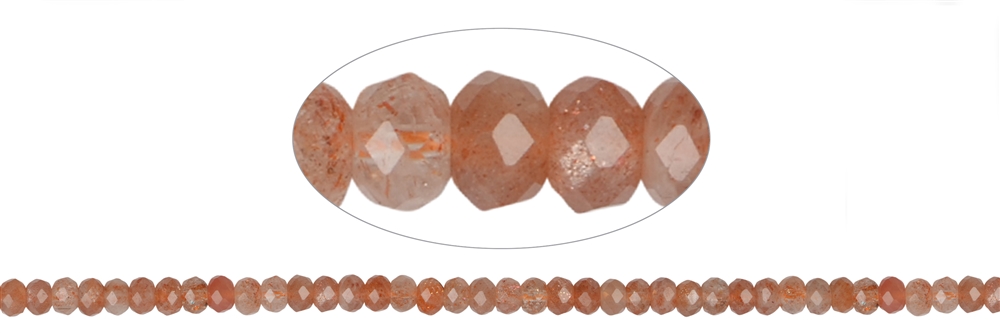 Strand Button, Sunstone, faceted, 03 x 05mm (39cm)