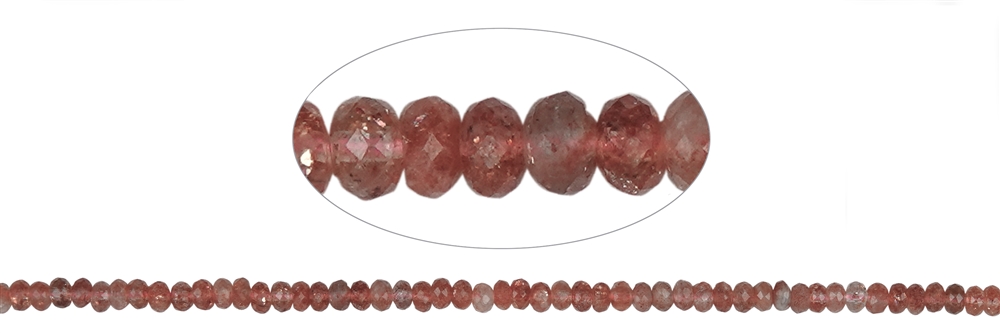 Strand Button, Sunstone AA, faceted, 04 x 06mm