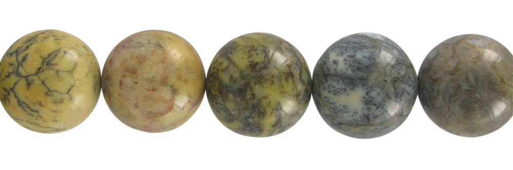 Strand of balls, Opalite (yellow), 14mm