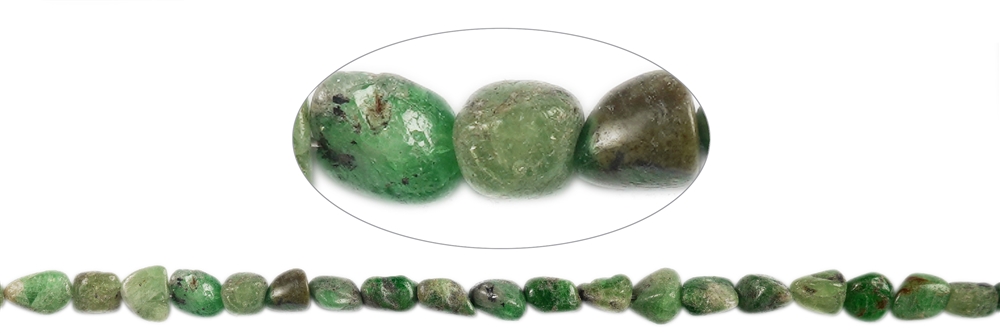 Filo di pietre burattate, verde granato (tsavorite), 13-15 x 5-15 mm