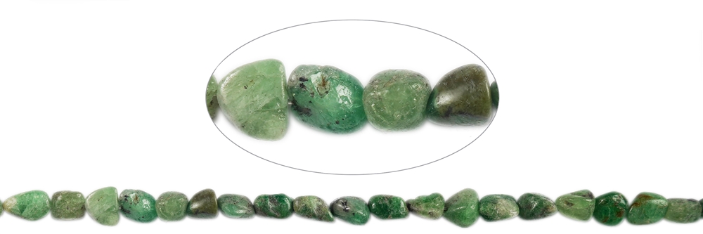 Filo di pietre burattate, verde granato (tsavorite), 10-15 x 8-13mm