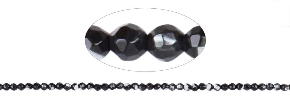 strand of beads, Mother of Pearl (dark), faceted, 03mm