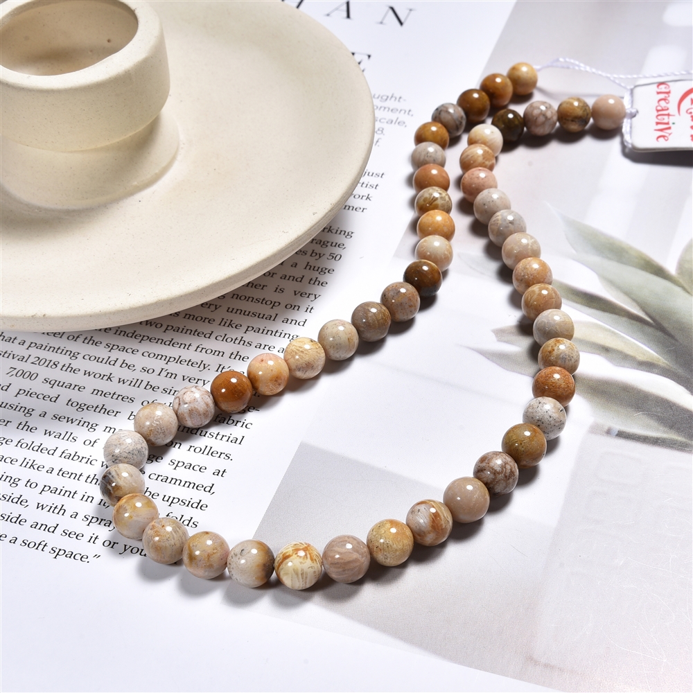 String Beads, Petrified Coral, 08mm | wholesaler gems, healing stones & jewelry