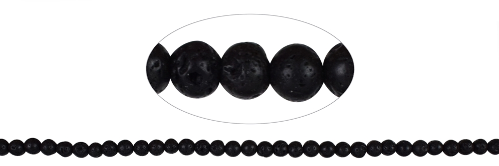 Strand of balls, lava polished/waxed, 06mm