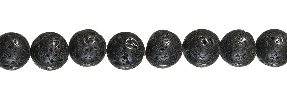 Strand of balls, lava polished/waxed, 12mm