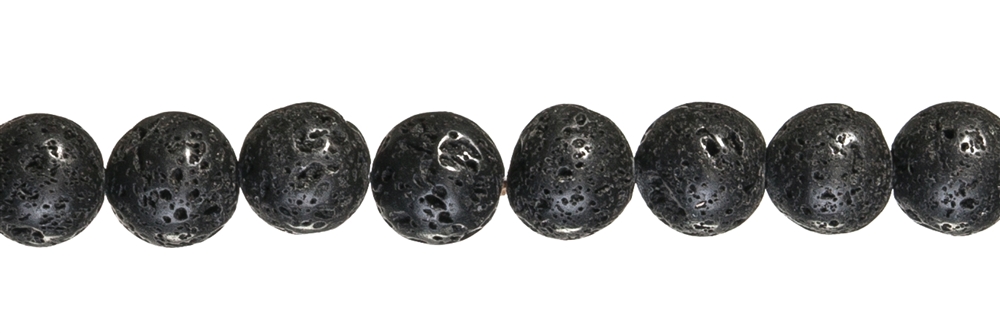 Strand of balls, lava polished/waxed, 16mm