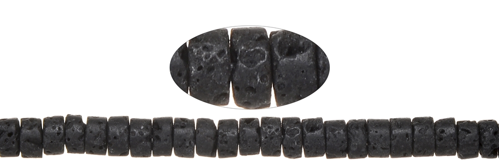Rang de collier "Heishi", lave (noir), 03 x 06mm (39 cm)