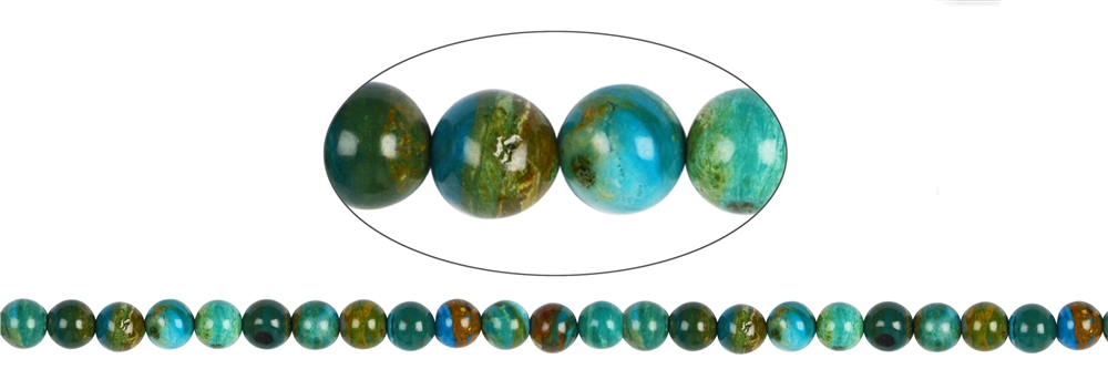 Rang de collier boules, Opale des Andes (verte), 09-09,5mm