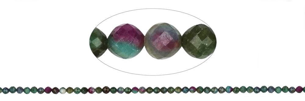 Strand of beads, Zoisite with Ruby, faceted, 05mm