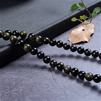 Filo di perle, ossidiana (ossidiana dorata), 06 mm