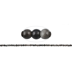 142870100320 Rang de colliers boules, obsidienne (obsidienne argentée), 04mm | Marco Schreier