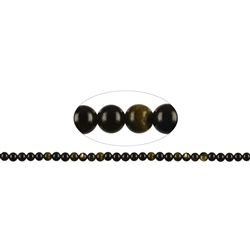 142870100520 Rang de collier boules, obsidienne (obsidienne argentée), 06mm | Marco Schreier