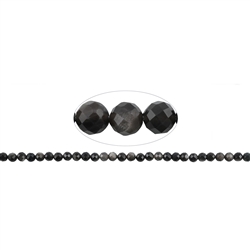 142870101720 Rang de colliers boules, obsidienne (obsidienne argentée), 06mm, facetté | Marco Schreier