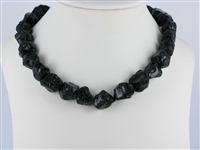 Strand of nuggets, Obsidian (black), raw, 12 - 17mm