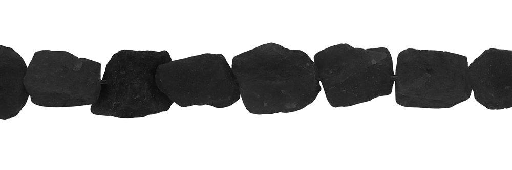 Strand of nuggets, Obsidian (black), raw, 12 - 17mm