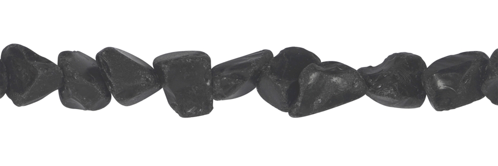 Strang Nuggets, Obsidian (schwarz), roh, 10 - 12mm (39cm)