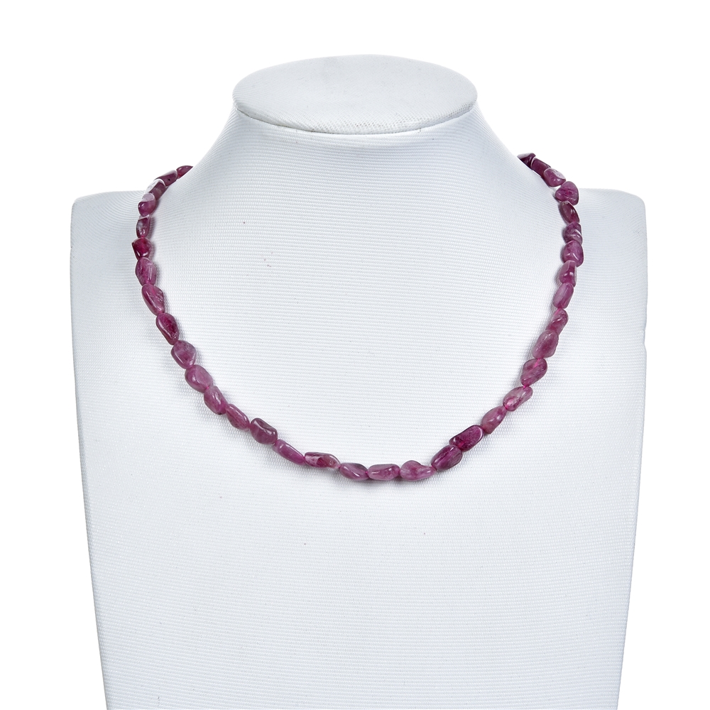 Rang de collier Pierre roulée-Chip, tourmaline (rose-rouge) , 03-04 x 05-06mm (39cm)