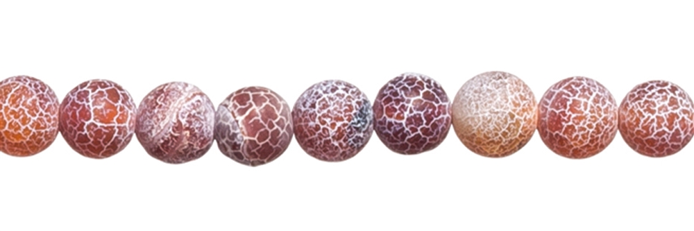 Filo di perline, agata (agata serpente) rossa (colorata), opaca, 10 mm