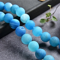 Strand of beads, Agate (Snakeskin Agate) blue (colored), matte, 10mm