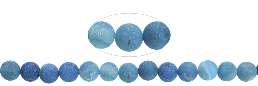 Strand of beads, Agate (Snakeskin Agate) blue (colored), matte, 10mm