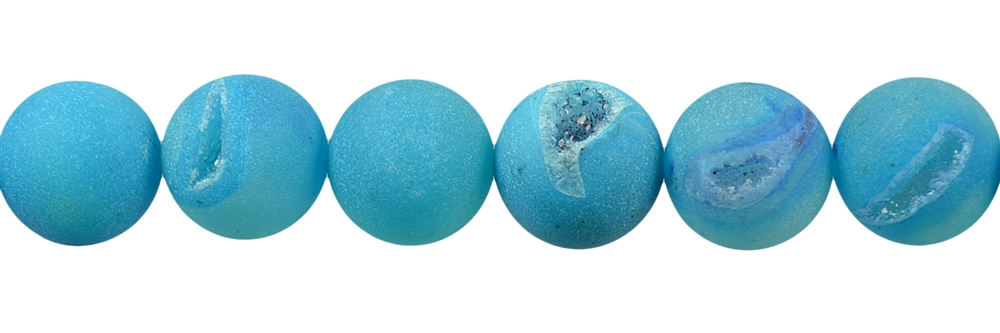 Rang de collier boules, Agate (serpentine) bleu (gef.), mat, 16mm