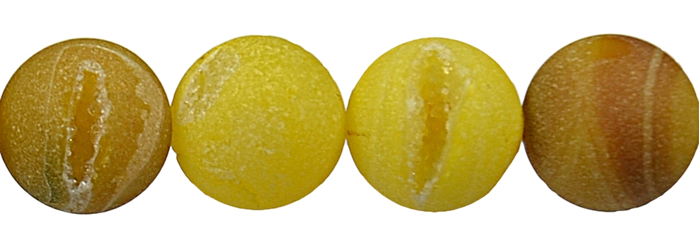 Strand of balls, Agate (Snakeskin Agate) yellow (colored), matt, 16mm