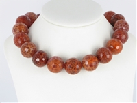 Strand of beads, Agate (Snakeskin Agate) red (set), faceted, 20mm