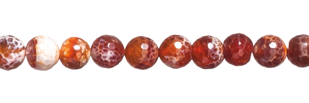 Filo di perline, agata (agata serpente) rossa (colorata), sfaccettata, 16 mm