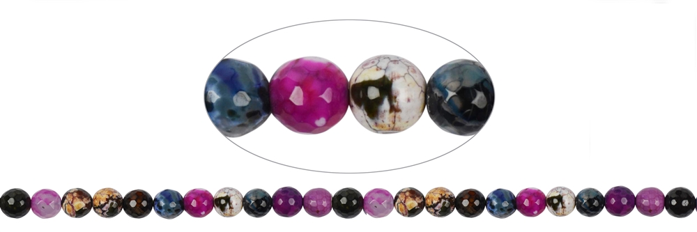 Strand of beads, Agate (Snakeskin Agate) multicolored (set), faceted, 08mm (39cm)