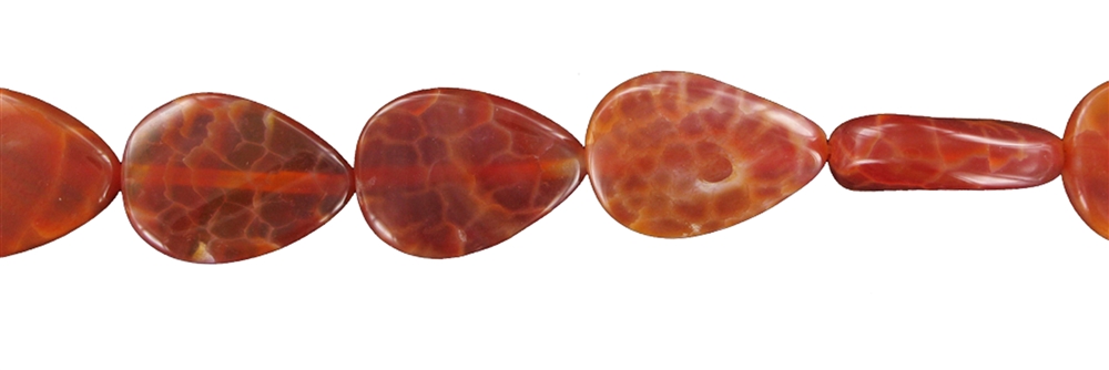 Strand drop flat, Agate (Snakeskin Agate) red (set), twisted, 18 x 13mm