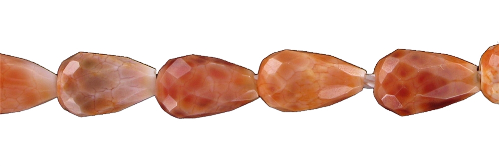 Strand drop, Agate (Snakeskin Agate) red (set), faceted, 09 x 06mm