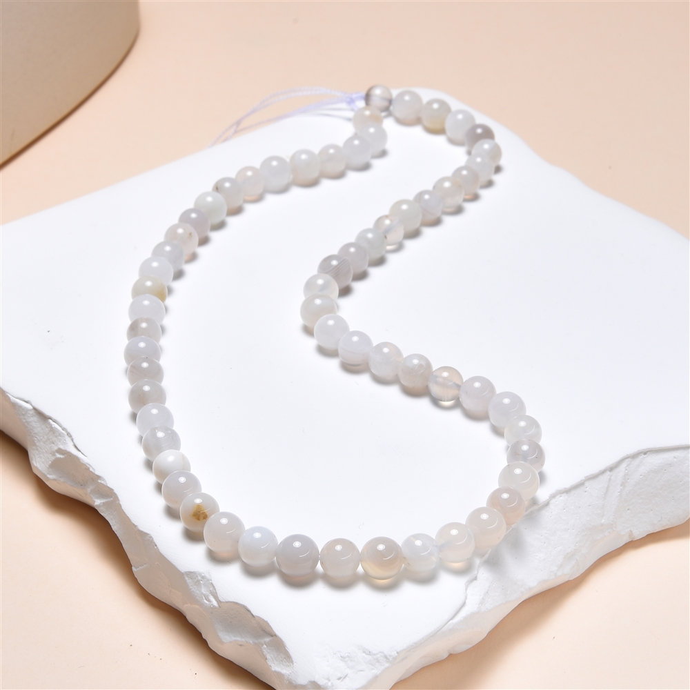 String Beads, Agate (white) cream, gray, 06mm