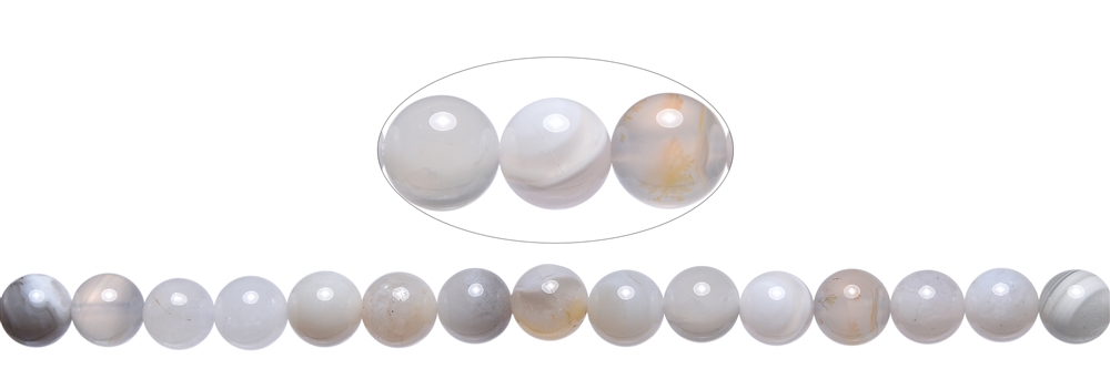 143300106721 String Beads, Agate white, gray, cream, 08 - 09mm | Marco Schreier