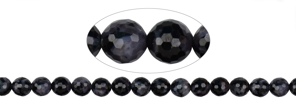 Rang de collier boules, Gabbro (Mystic Merlinite), à facettes, 08mm (39cm)