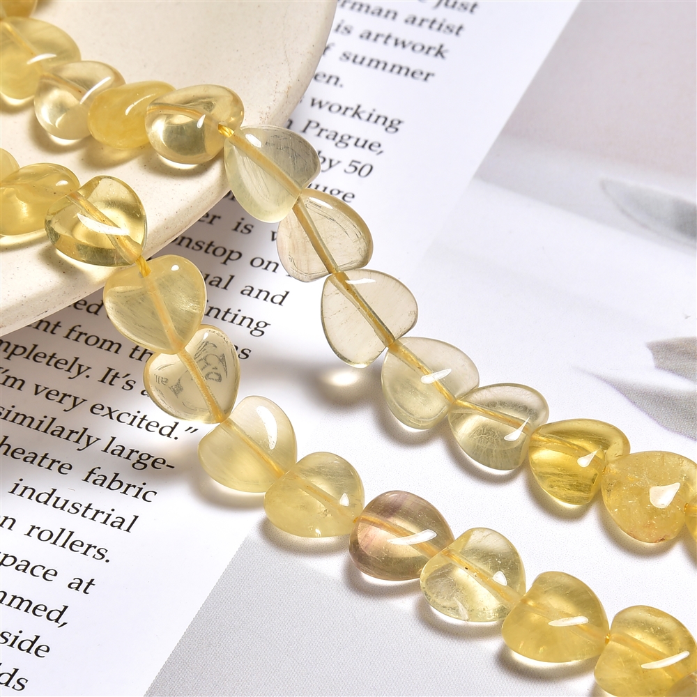 Strang Herzen, Fluorit (gelb), 10mm (39cm) | GH Edelsteine, Heilsteine & Schmuck