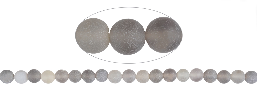 143850100711 Strang Kugeln, Achat (Druzy) grau, 08mm, matt | Edelsteine, Heilsteine & Schmuck