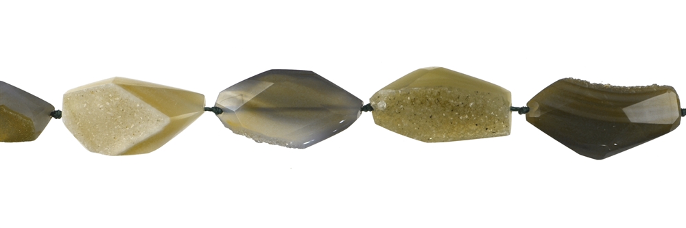 Fili di pepite, agata (drusy), sfaccettate, 16-25 mm