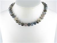 Strand of beads, Agate (Snakeskin Agate) black (set), 10mm