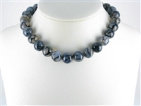 Strand of beads, Agate (Snakeskin Agate) black (set), 14mm